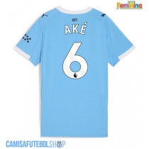 Camisa de time de futebol Manchester City Nathan Ake #6 Replicas 1º Equipamento Feminina 2025-26 Manga Curta